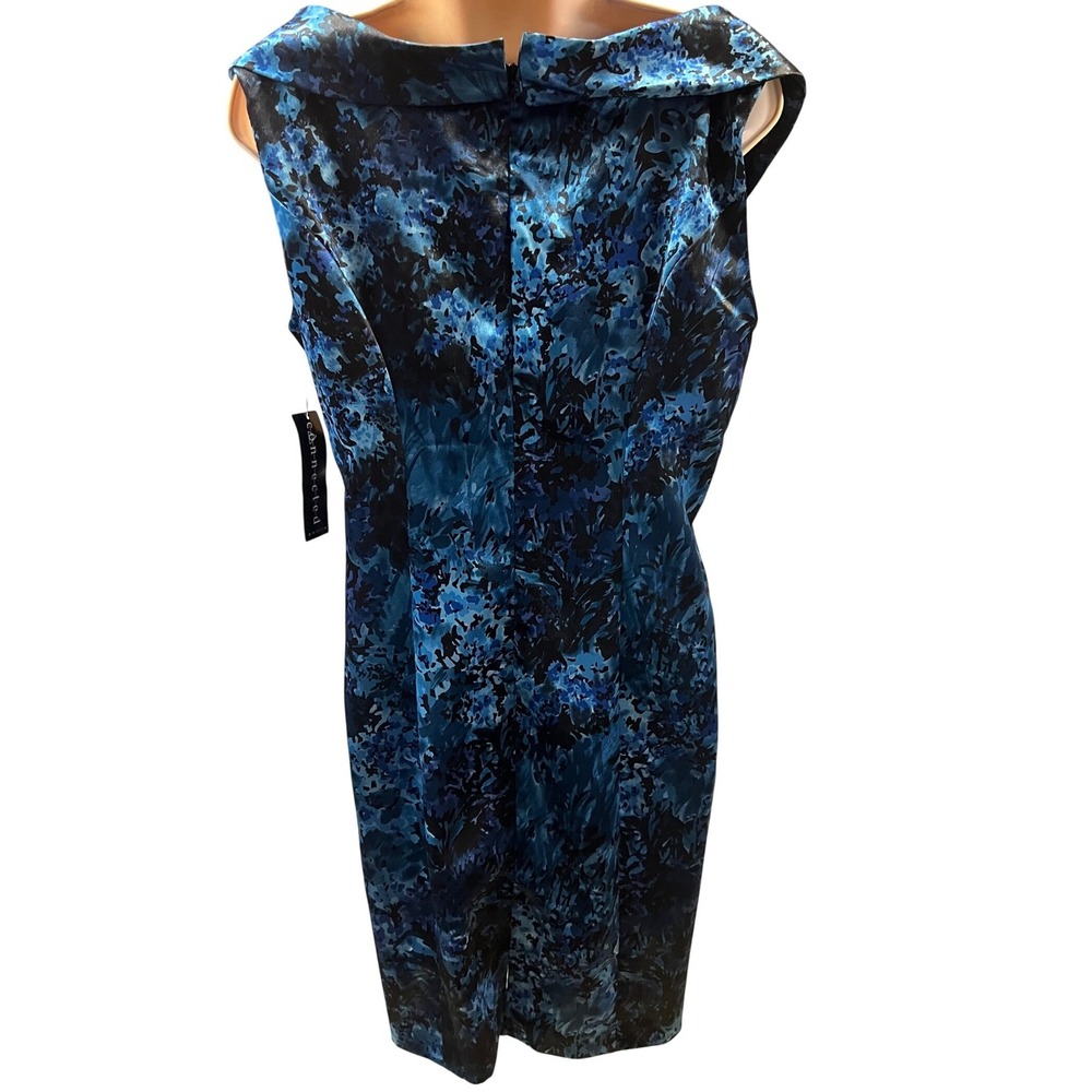 Connected Apparel Sheath Dress Women 10P Blue Black Abstract Floral Metallic NEW - Picture 4 of 10
